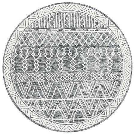 Safavieh 6 x 6 ft. Abstract Hand Tufted Round Area Rug; Ivory & Black ABT558A-6R